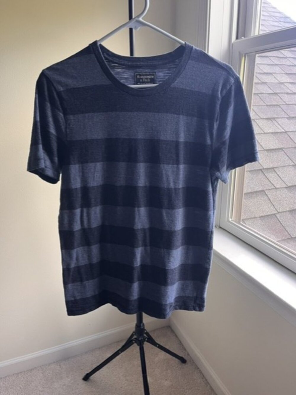 Abercrombie & Fitch Navy Striped Short Sleeve Tee XS